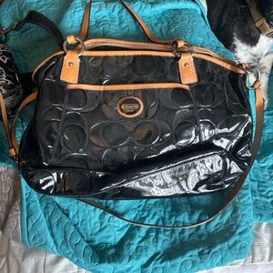 Coach Black and Tan Shoulder Bag